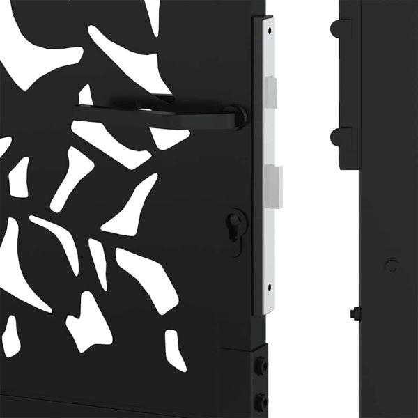 Garden Gate Black Steel Leaf Design 100x100 cm