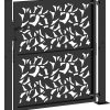 Garden Gate Black Steel Leaf Design 100x100 cm
