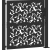 Garden Gate Black Steel Leaf Design 100x100 cm