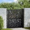 Garden Gate Black Steel Leaf Design 100x100 cm