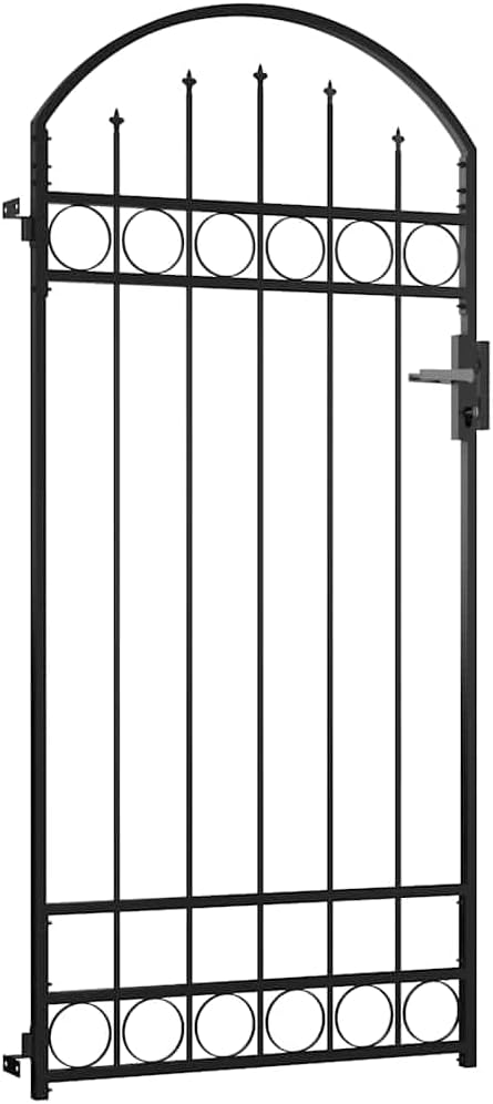 img-5e6cefec15beb50cf730 Steel Fence Gate with Arched Top 89x200 cm Black
