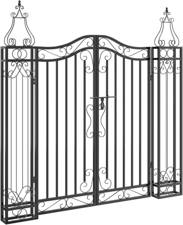 img-63c01c093ed7c3a197f4 Wrought Iron Garden Gate with Lock