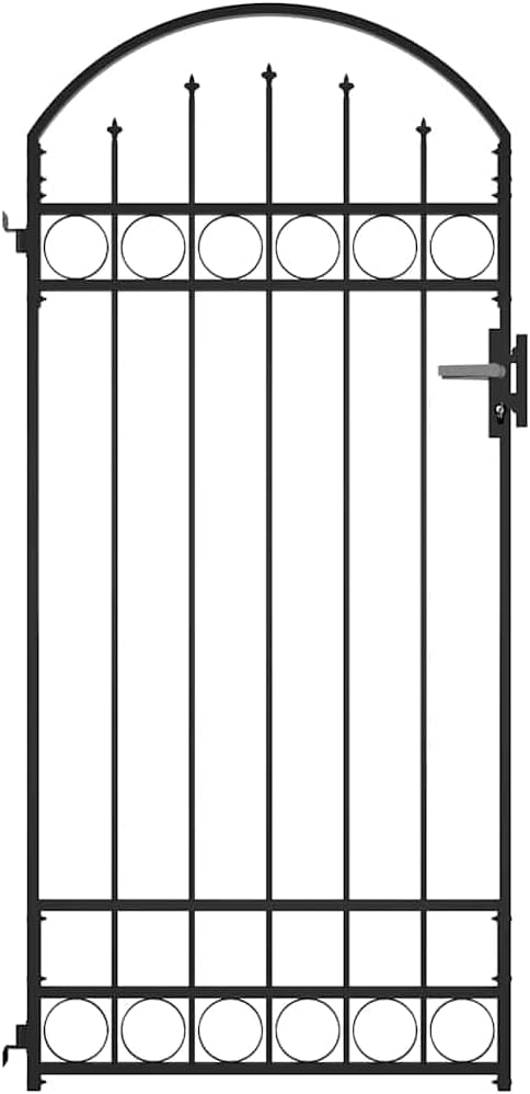 img-6c4ad7e16c207de1afcd Steel Fence Gate with Arched Top 89x200 cm Black