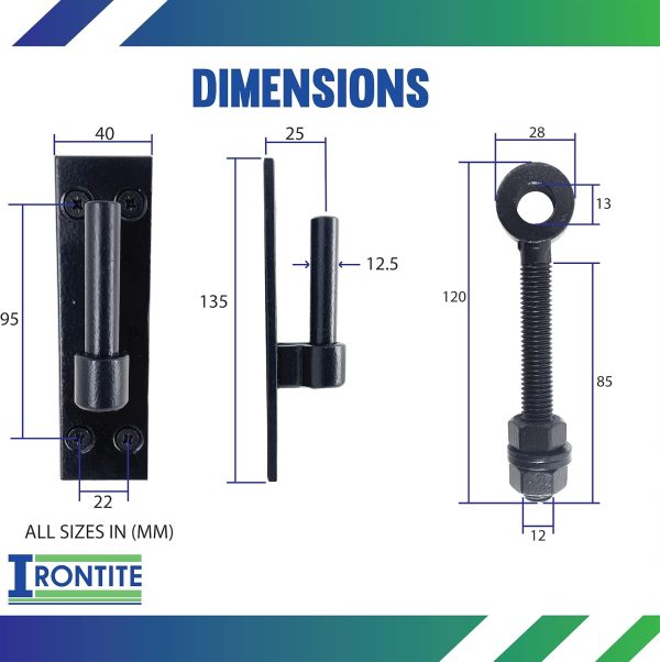 Heavy Duty Gate Hinges with 12mm Pin