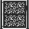 Garden Gate Black Steel Leaf Design 100x100 cm